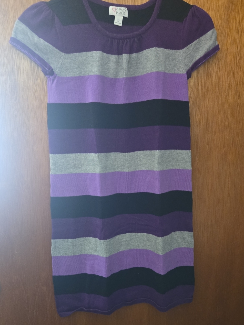 The Children's Place Purple, Gray & Black Striped Knit Top